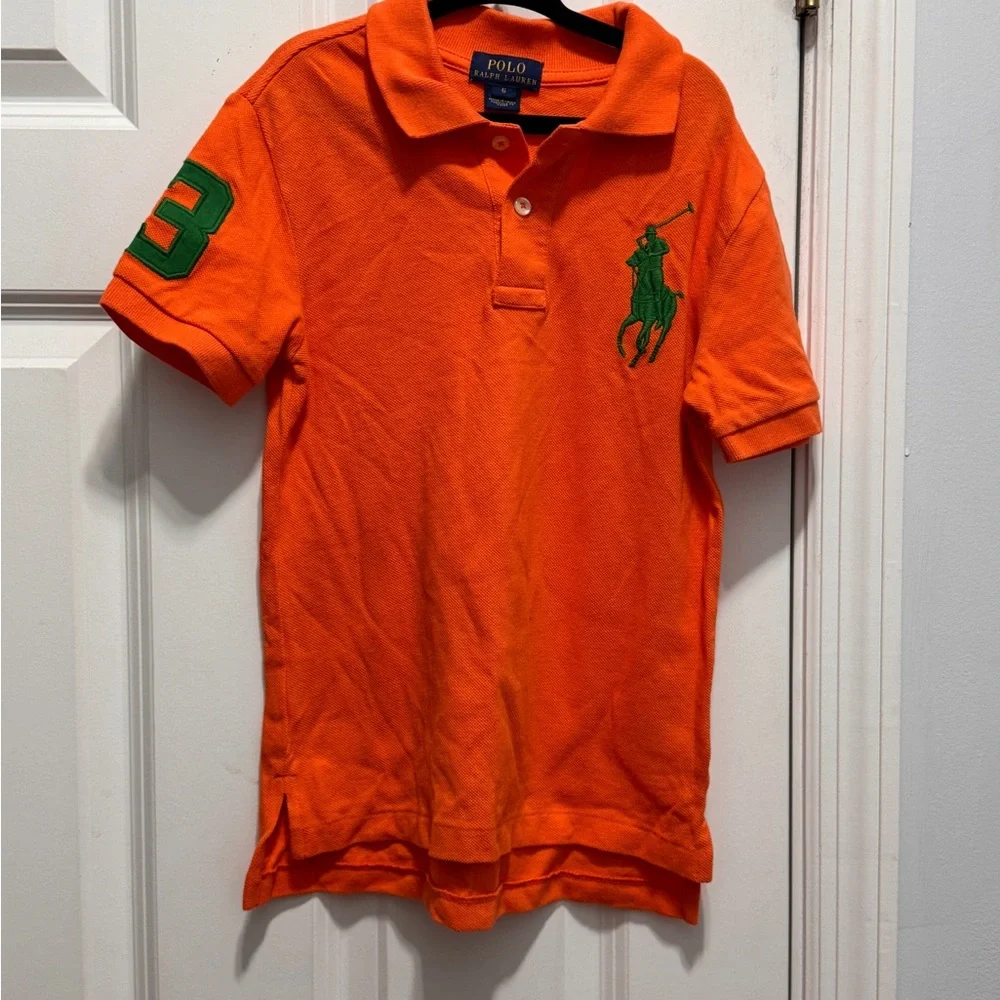 Polo by Ralph Lauren Orange Polo Shirt with Green Logo